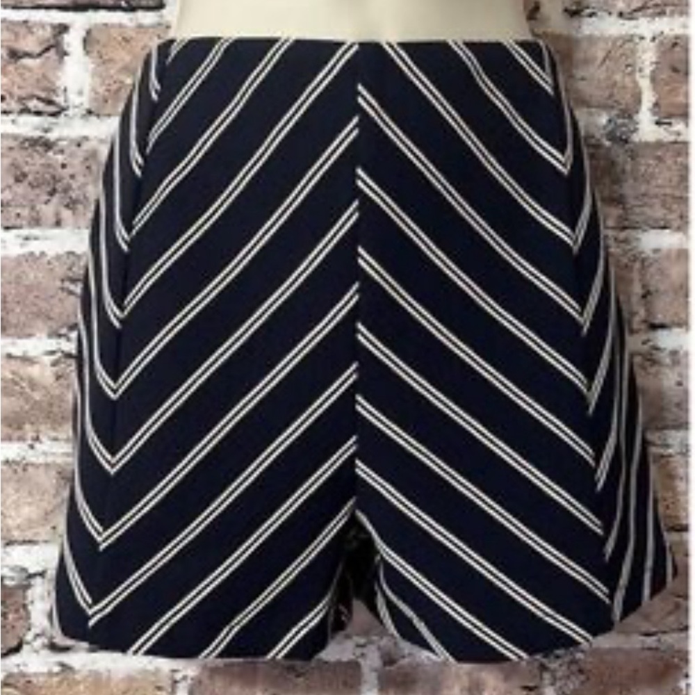Ya Los Angeles High Waisted Navy Chevron Shorts